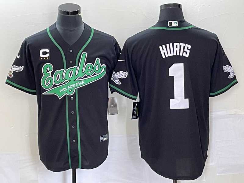 Men's Philadelphia Eagles #1 Jalen Hurts Black With C Patch Cool Base Stitched Baseball Jersey1,We sell and wholesale Men's Philadelphia Eagles #1 Jalen Hurts Black With C Patch Cool Base Stitched Baseball Jersey1 on line form chian!
